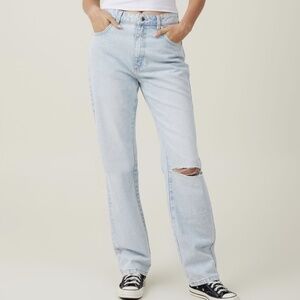 Cotton On Long Straight Leg Jeans "Ice Blue Rip"